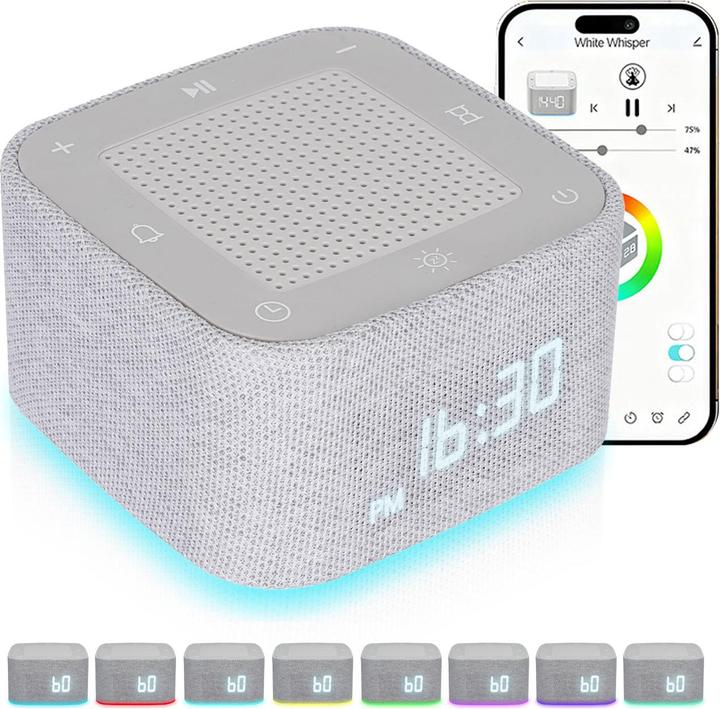 Ideoon White Noise Wecker mit 32 Geräuschen – Bluetooth Lautsprecher & App-Steuerung