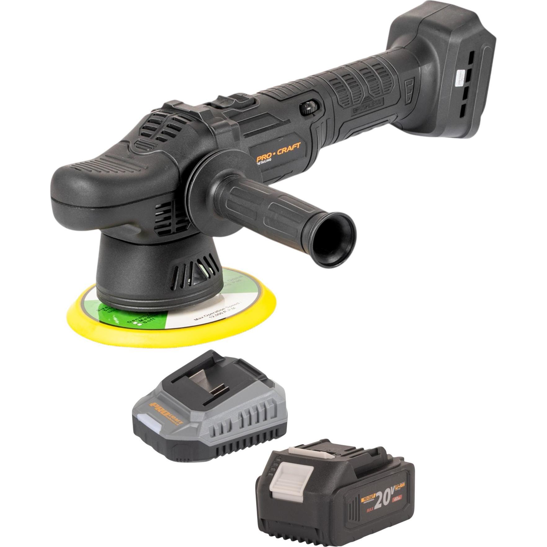 Procraft, Rettificatrice + lucidatrice, PM20bb Akku Poliermaschine 20 V 150 mm + 1x Akku 4,0 Ah + Ladegerät