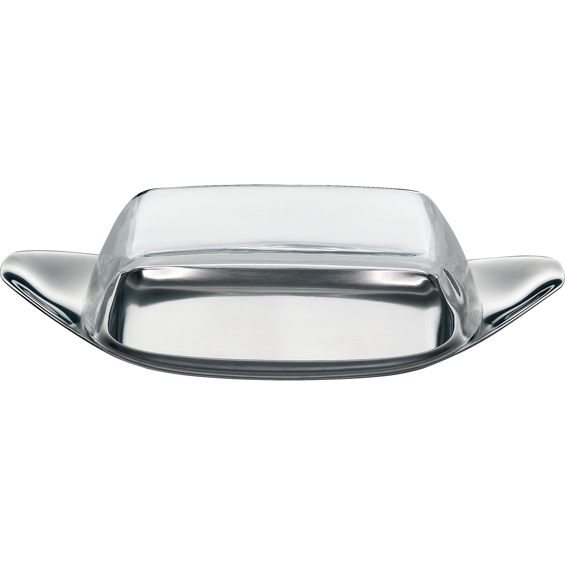WMF Butterdose Butterschale 22 x 11cm Kunststoffhaube Wagenfeld Edelstahl matt, Vorratsbehälter, Silber