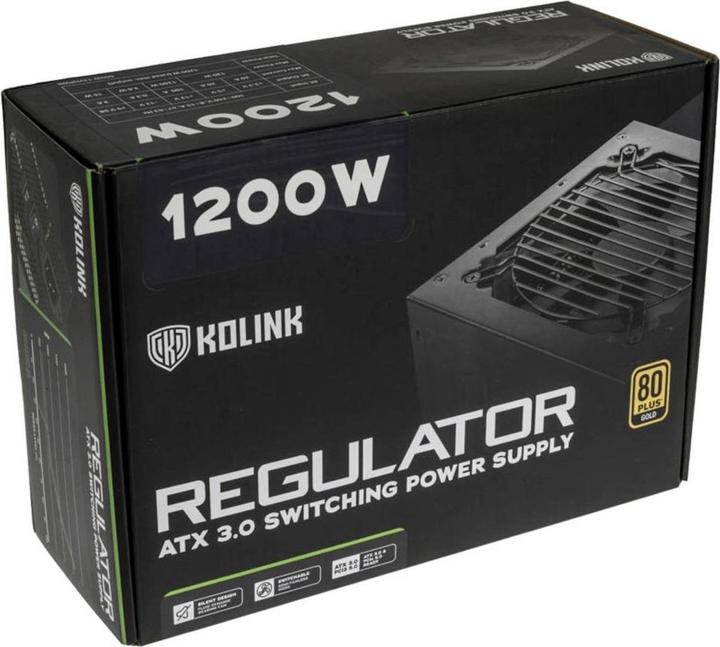 Image du produit Kolink Alimentation Regulator 80 PLUS Gold, ATX 3.0, PCIe 5.0, modulaire - 1200 Watt (1200 W)