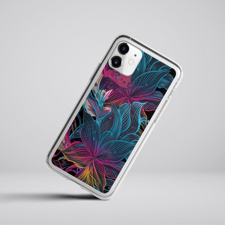 Produktbild DeinDesign Silikon Hülle für Apple iPhone 11 Handyhülle Case Smartphone Schutzhülle Blumen Neon bunt (Apple iPhone 11)
