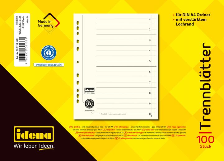 Productafbeelding Idena Verdelers karton A4 zeem 100 stuks