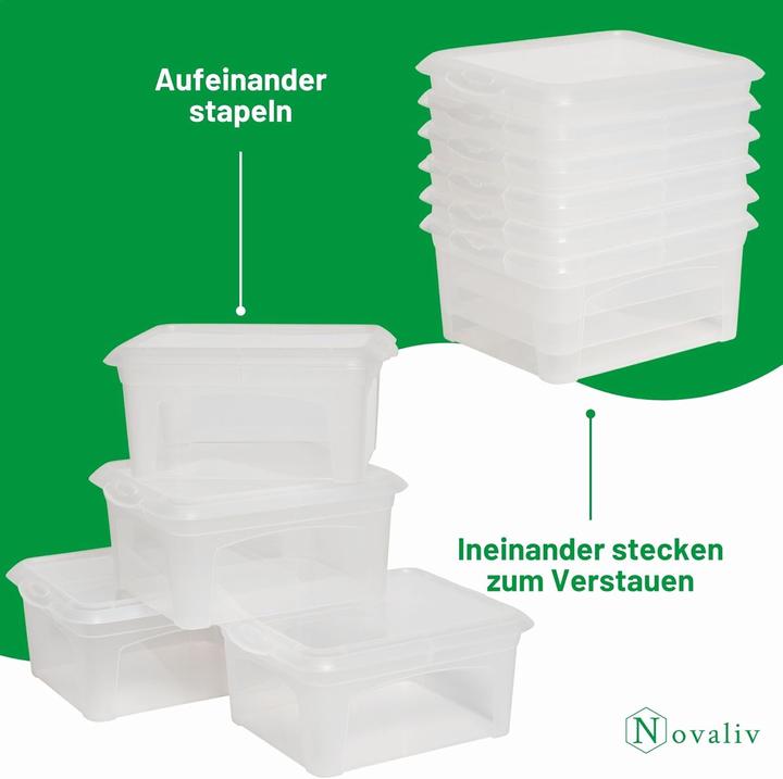 Produktbild Novaliv 2x Aufbewahrungsbox mit Deckel klein 2 L transparente Nestbar stapelbare Plastikbox mit Clipverschlu (16.50 cm, 2 l, 2x)