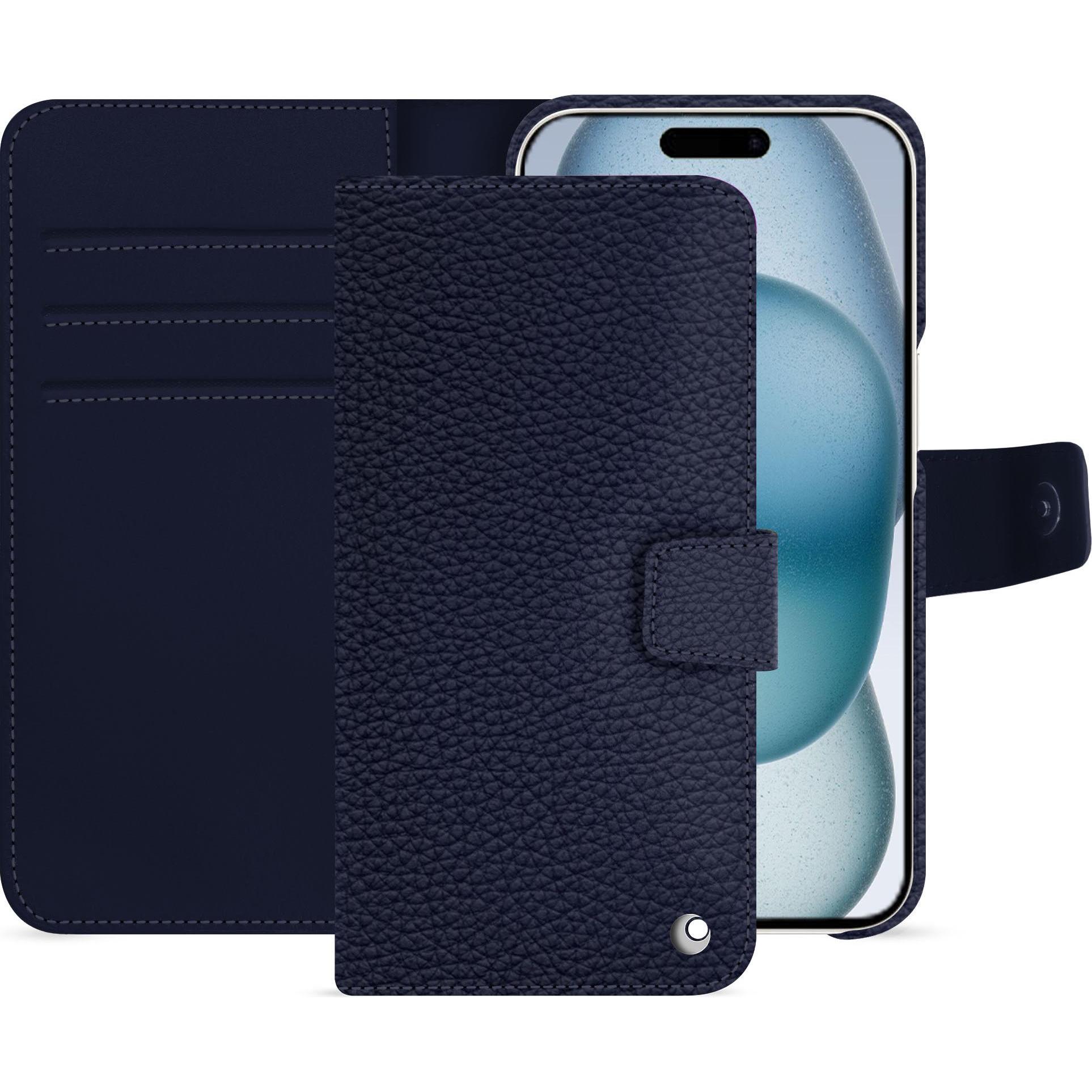 Noreve Lederschutzhülle Apple iPhone 15 (Apple iPhone 15), Smartphone Hülle, Violett