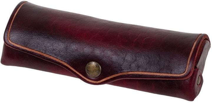 Actual product image Mika Glasses case, small, saddle leather, press stud, red