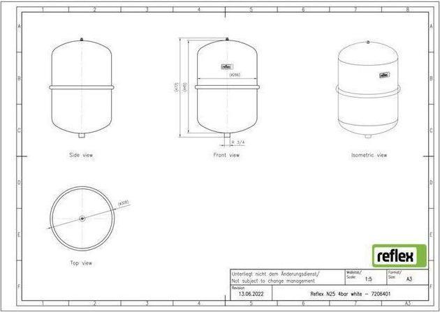 Produktbild Membran-Druckausdehnungsgefäss N weiss, 4 bar 25 l 25 l (Durchlaufpumpe)