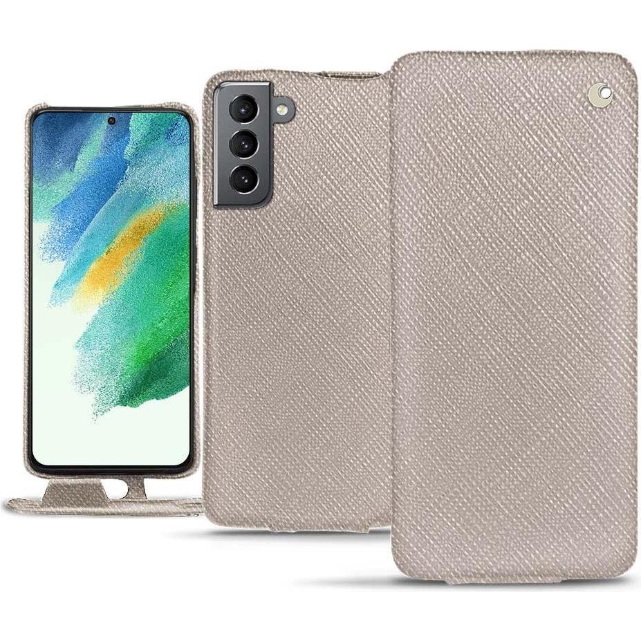 Noreve Lederschutzhülle vertikal (Samsung Galaxy S21 FE), Smartphone Hülle, Beige