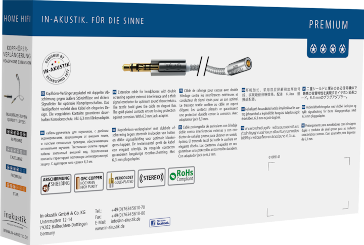 Produktbild Inakustik Premium 3.5mm Stereo-Klinken Verlängerungskabel (2 m, 3.5mm Klinke (AUX))