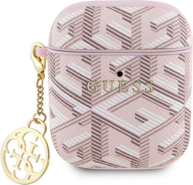 Guess GUA2PGCE4CP AirPods 1/2 coque różowy/pink GCube Charm (Manchon pour casque d'écoute)