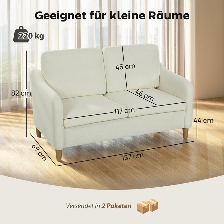 Produktbild Homcom Sofa Polyester, Eukalyptusholz Cremeweiss (2-Sitzer)