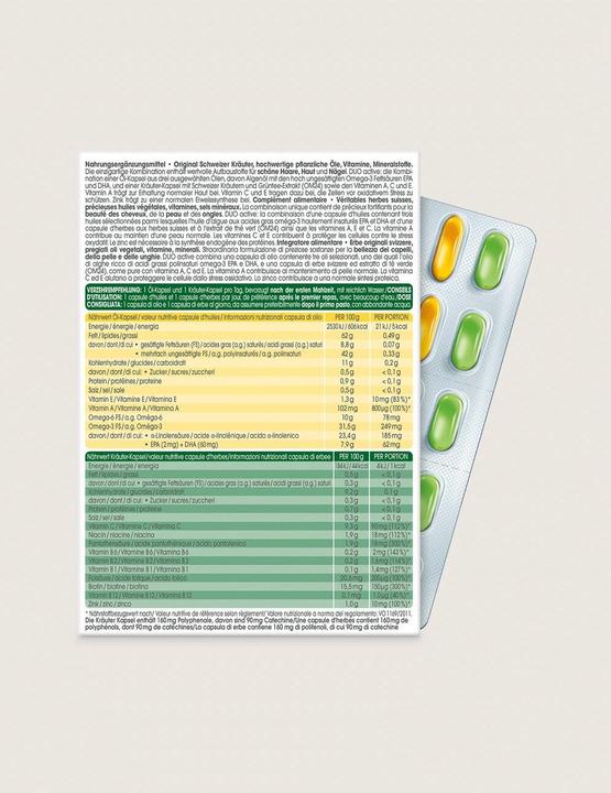 Valori nutrizionali e ingredienti Rausch Capsule vitalità alle erbe svizzere (180 Pezzo/i, Pillole, 159 g)