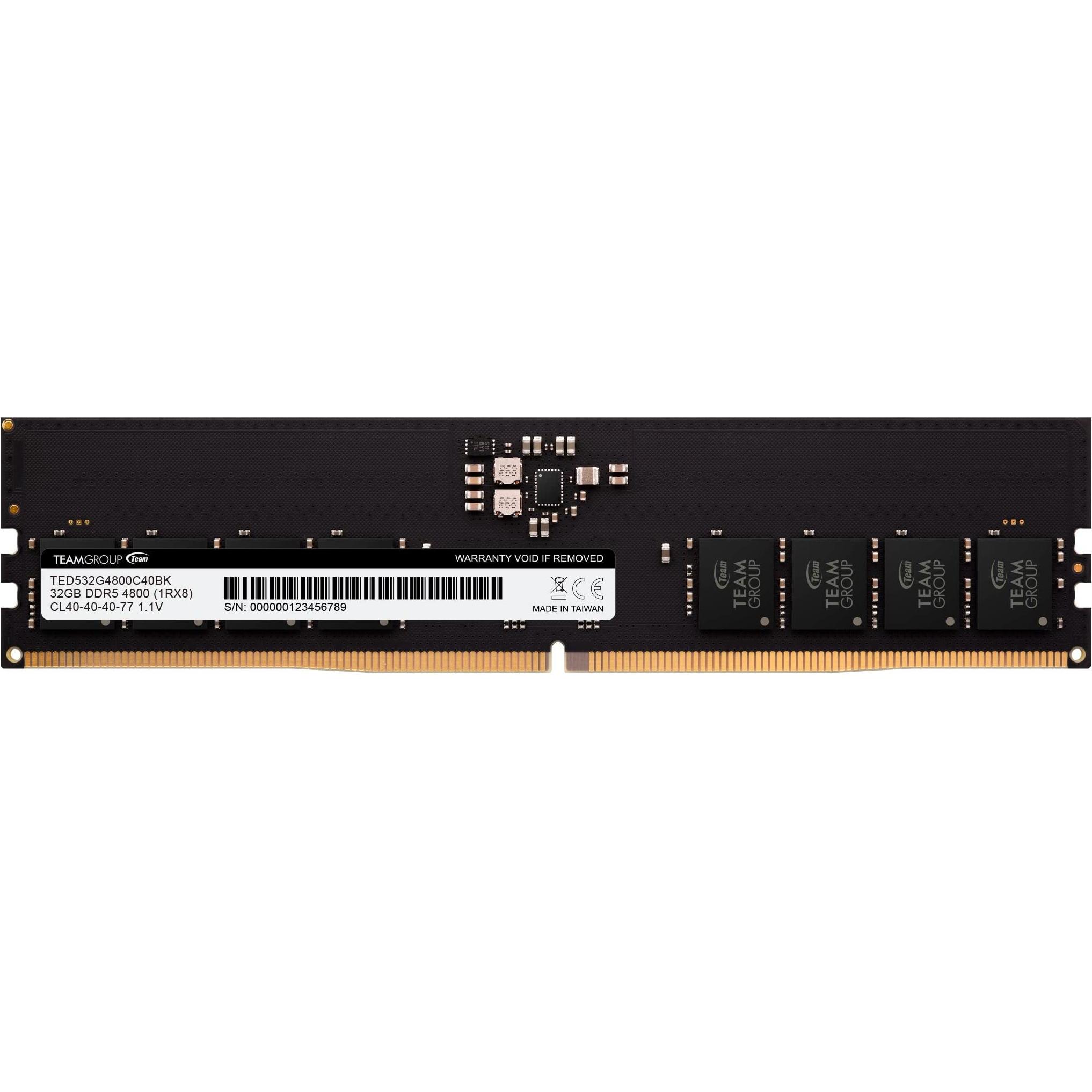 Team Group RAM Team D5 4800 32GB CL40 Elite (1 x 32GB, 4800 MHz, DDR5-RAM, DIMM), RAM, Schwarz
