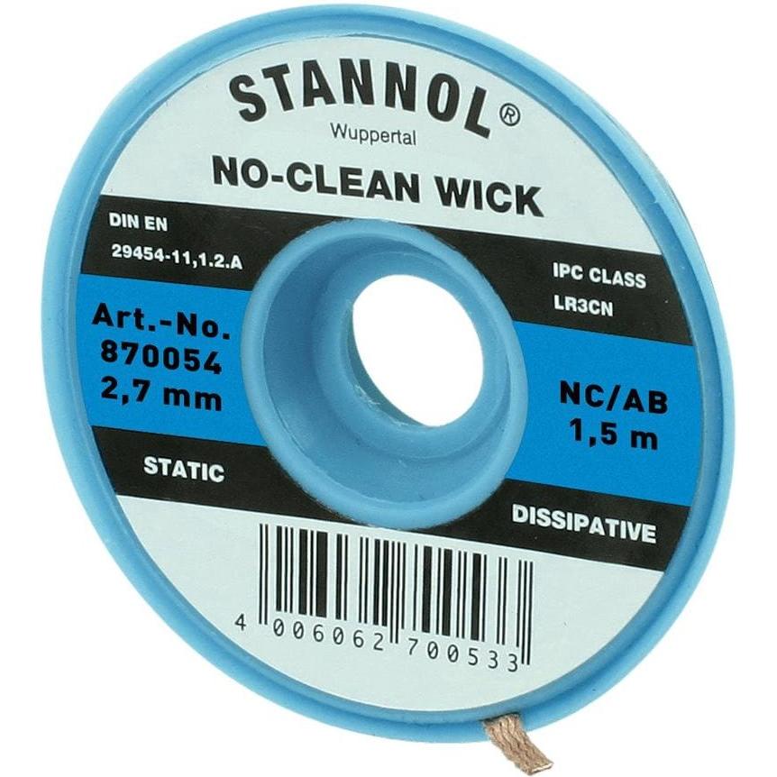 Stannol Filo dissaldante NC-BB Filo dissaldante 2,7 mm x 1,5 m senza alogeni (filo per brasatura), Accessori per saldatore