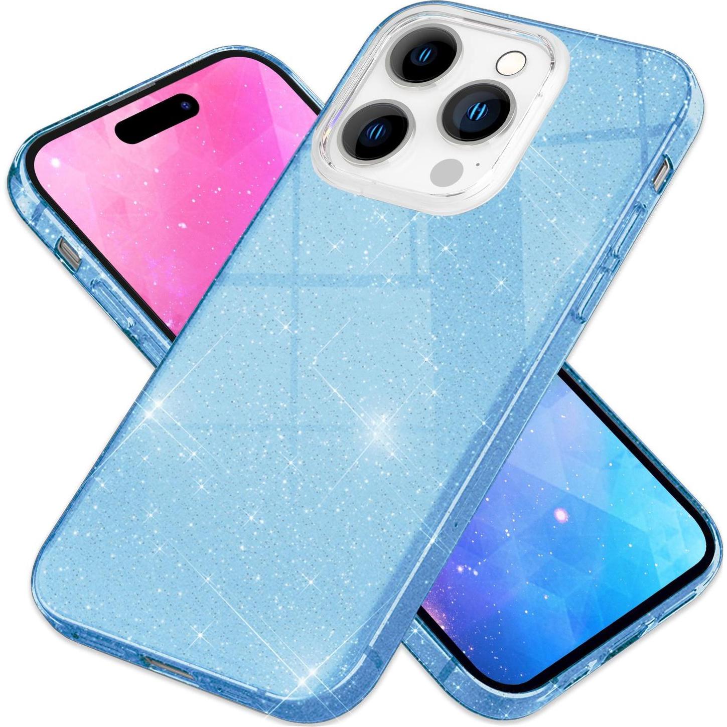 Nalia Glitzer Hülle (Apple iPhone 14 Pro), Smartphone Hülle, Blau