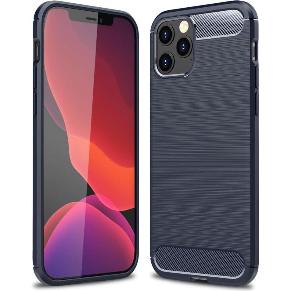 König Design Hülle Handy Schutz für Apple iPhone 12 Pro Max Case Cover Bumper Carbon Blau (Apple iPhone 12 Pro Max), Sma...