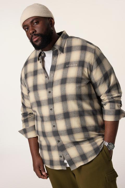 Actual product image Sthuge flannel check shirt, long sleeve, covered button-down collar, modern fit, up to 8 XL (6XL)