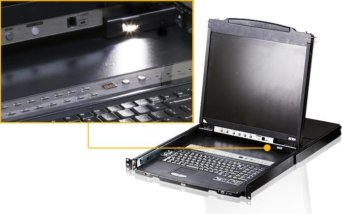 Produktbild Aten KL1516AiM IT Cat.5 KVM over IP Switch 16-Port 17"-LCD, Dual-Rail, IT-Layout
