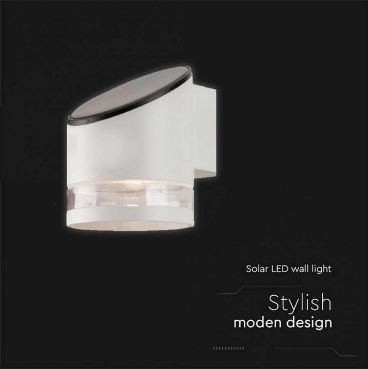 Actual product image V-TAC VT-1138 10395 Solar wall lamp 1 W warm white light grey (IP44)
