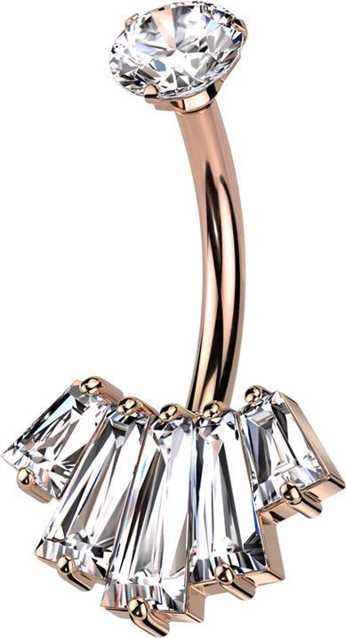 Immagine prodotto Star Piercing Filo interno Banana in cristallo rosato argento e cinque cristalli baquette argento (Ottone, Acciaio chirurgico 316L)