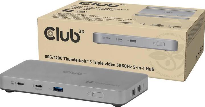 Produktbild Club 3D Club3D Thunderbolt5 5-in-1 HUB > 3xThunderbolt/1xUSB Bu/BU (5 Ports)