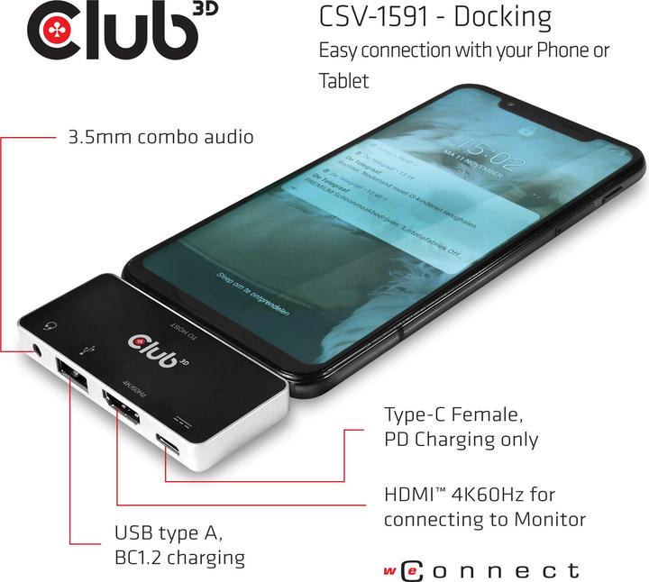 Produktbild Club 3D CSV-1591 (USB-C, 4 Ports)