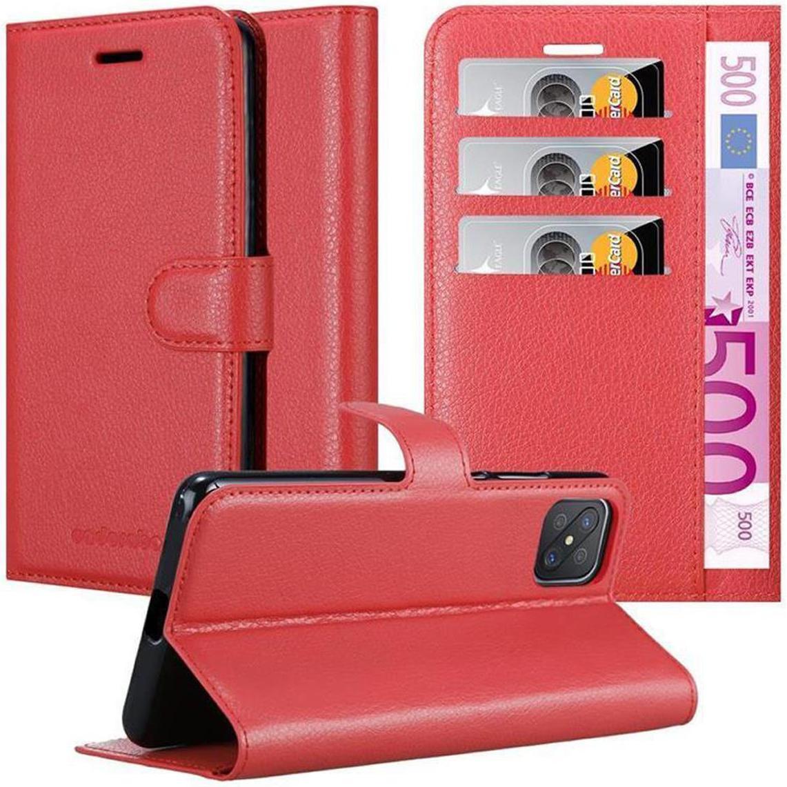 Cadorabo Book mit Standfunktion Cover (Oppo A92s), Smartphone Hülle, Rot