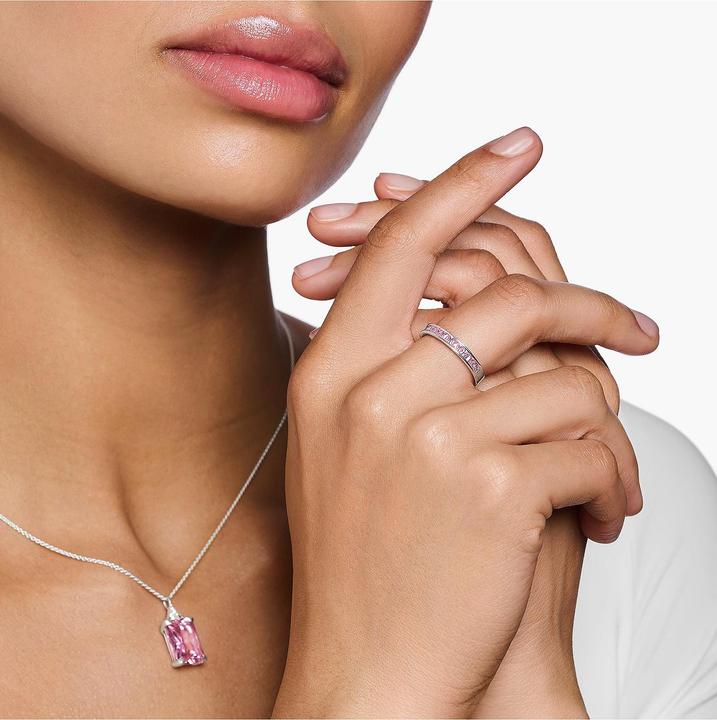 Immagine prodotto Thomas Sabo Anello con pietre rosa pavé in argento (50, 925 Argento)