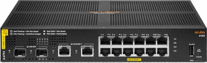 Productafbeelding HPE Aruba 6100 12G Class4 PoE 2G/2SFP+ 139W schakelaar (16 ports)