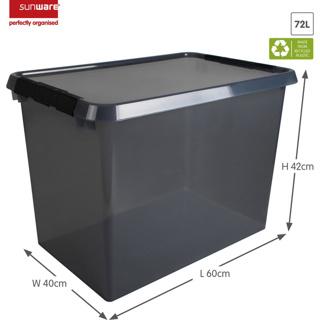 Actual product image Helit Comfort-line storage box, 72L, grey-transparent (40 cm, 72 l)