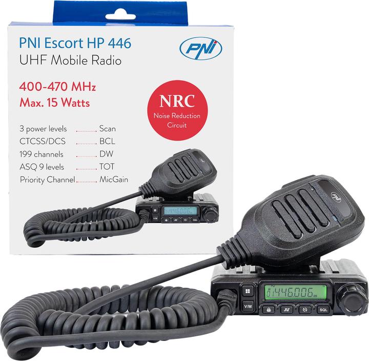 Actual product image PNI UHF radio Escort HP 446, 199 channels, ASQ 9 levels, scan, dual watch, CTCSS-DCS, power 0.5 W b