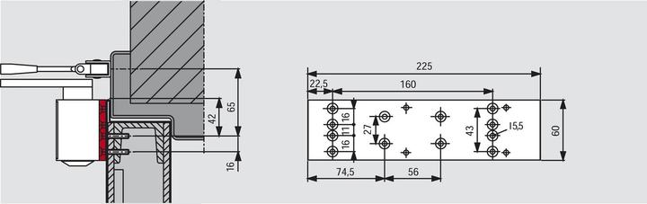 Produktbild Dormakaba Montageplatte zu TS 73 V / TS 83 (Balkontür, Eingangstür, Holztür, Zimmertür, Indoor)