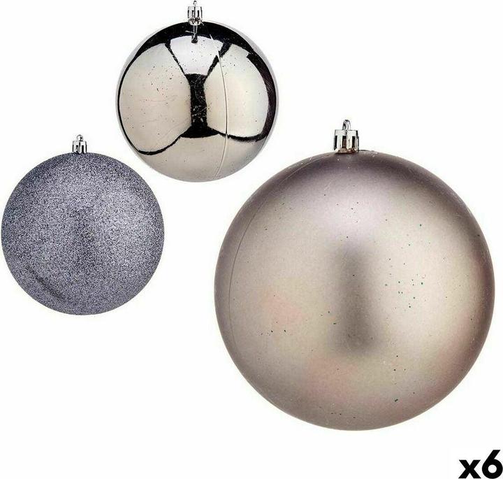 Krist+ Weihnachtskugeln-Set Silberfarben Kunststoff Ø 12 cm (6 Stück) (6-teilig)