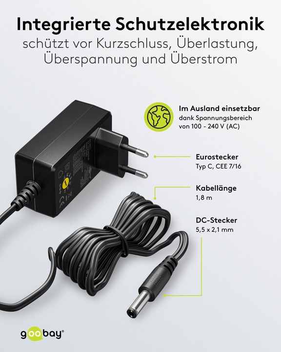 Produktbild Goobay Universal-Netzteil 3 V - 12 V, max. 7,2 W, A