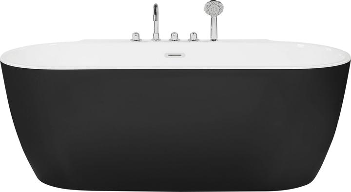 Actual product image Beliani Bathtub freestanding black with tap oval 170 x 80 cm ROTSO (286 l, 170 cm, 80 cm)
