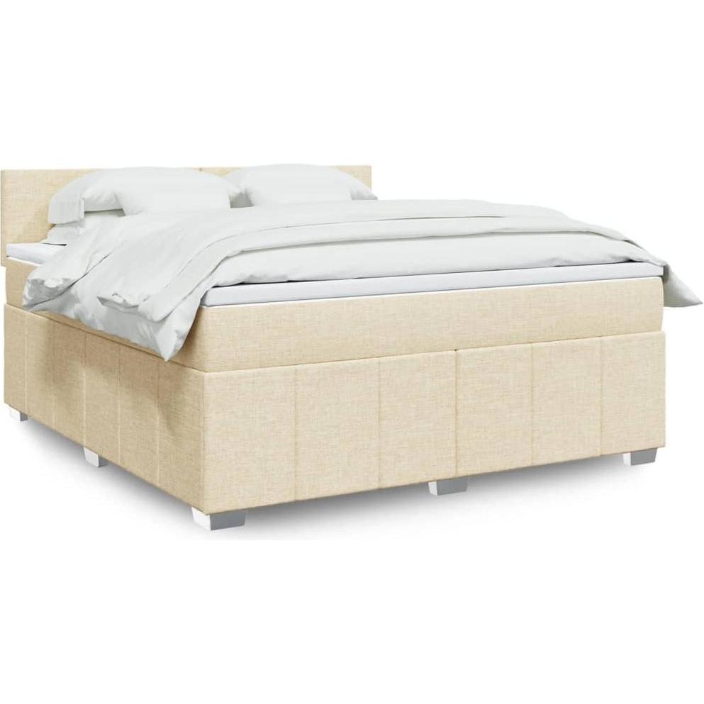VidaXL, Bett, Boxspringbett Doppelbett Polsterbett Bett Matratze Creme 180x200cm Stoff (180 x 200 cm)