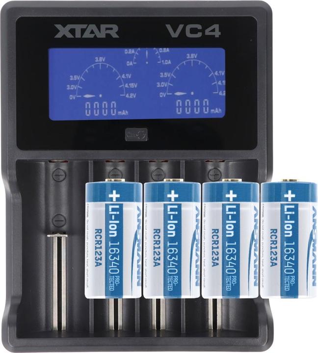 Immagine prodotto Fenix Batteria CR123 A 4 pezzi e caricatore rapido LCD (4 pz., CR123A, 760 mAh, Accumulatore di carica elettrica)
