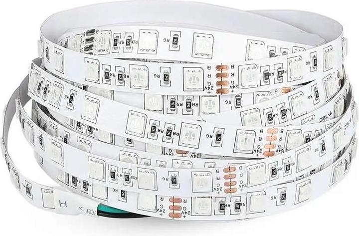 Produktbild V-TAC VT5050 LED Streifen SMD5050 60 LEDs 24V RGB IP20 10m (RGB, 1000 cm, Indoor)