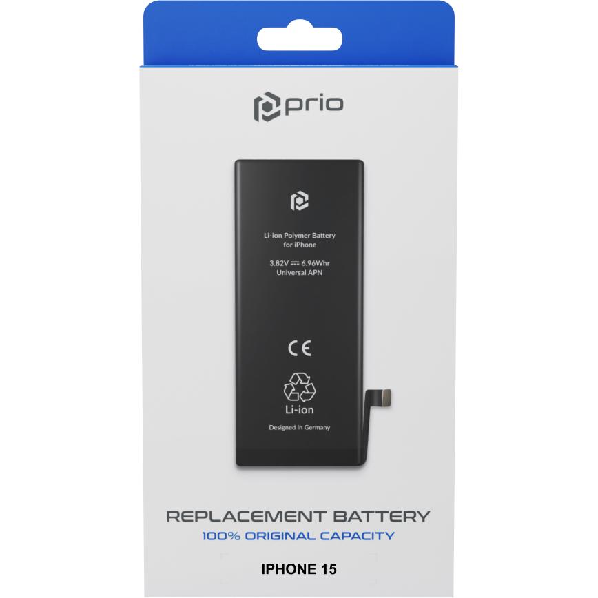 prio Akkuzelle für iPhone 15 (ohne Flex-Kabel), Smartphone Akku