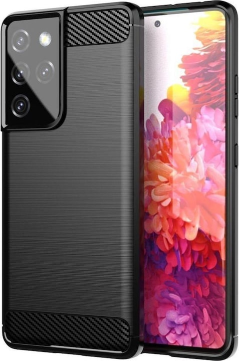 Produktbild Hurtel Carbon Case Flexible Cover TPU Case for Samsung Galaxy S21 Ultra 5G black (Samsung Galaxy S21 Ultra 5G)