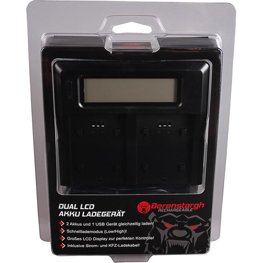 Berenstargh Dual LCD USB Ladegerät f. JVC BN-VG107U Everio GZHM965 GZ-HM965 GZHM970 GZ-HM970 (Caricabatterie senza batteria), Caricabatterie