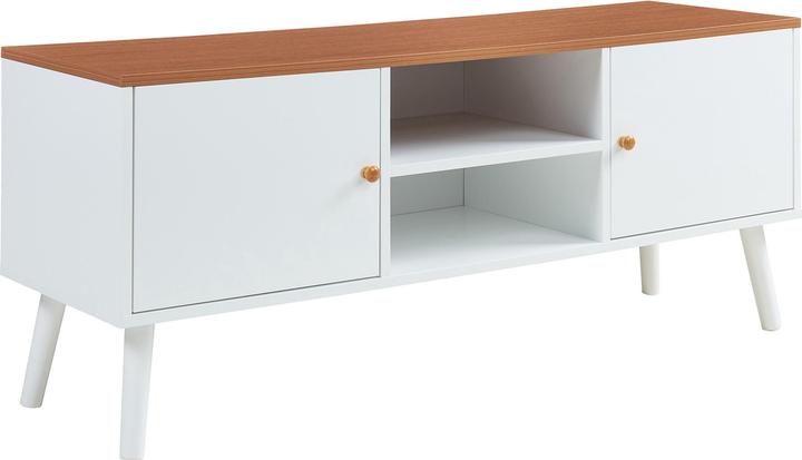 Produktbild En.Casa Fernsehschrank Reyljand mit 2 Türen 120x35x50 cm Weiss/Teakoptik (120 x 35 x 50 cm)