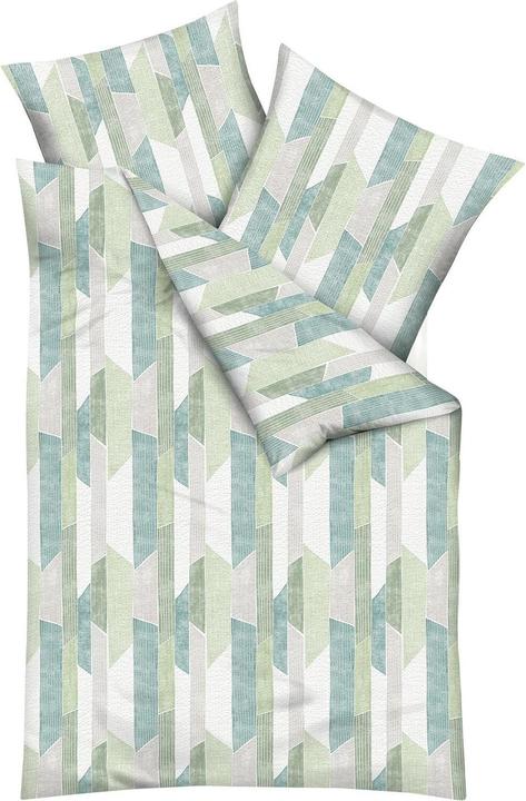 Actual product image Traumschlaf Seersucker bed linen Mikado green (Bedding set, 155x220 cm + 80x80 cm)