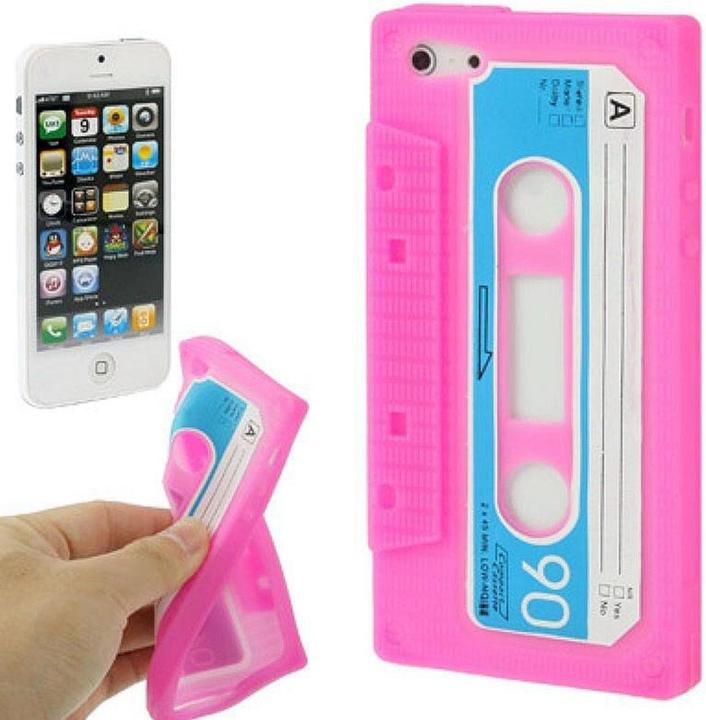 Produktbild König Design Silikon Hülle Retro Kassette für Handy iPhone 5 & 5s Pink (Apple iPhone 5)