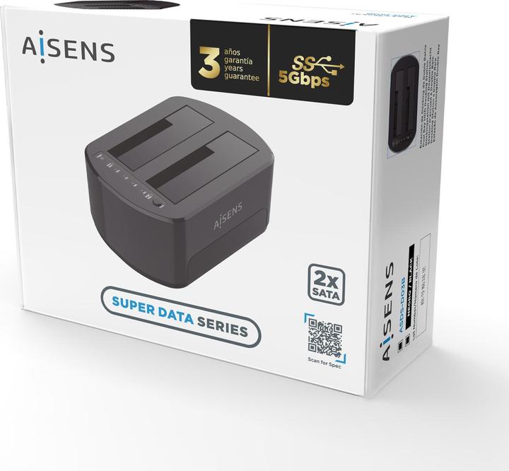 Actual product image Aisens ESTACION DOCKING DOBLE ASDS-D03B SATA 2.5 3.5 A USB 3.0 3.1 GEN1 CLONE (3.5", 2.5")