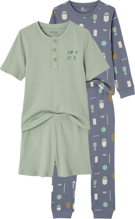 Vertbaudet 2er-Set Jungen Schlafanzüge mit HAPPY-Print und Recycling-Baumwolle