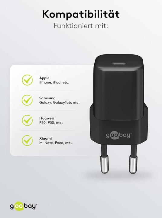 Actual product image Goobay USB-C PD Quick Charger Nano 20 W black (20 W)