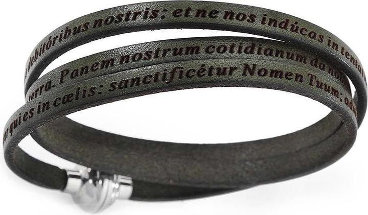 Actual product image Amen Our Father Prayer Latin Bracelet (54 cm, Leather, Stainless steel)