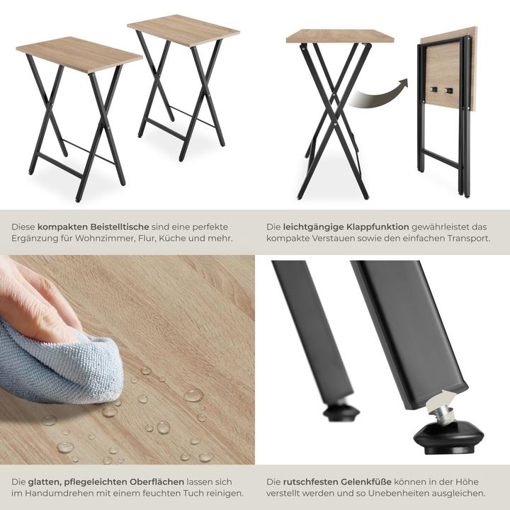 Produktbild tectake 2er Set Beistelltische Phoenix klappbar (48 x 36 x 66.5 cm)