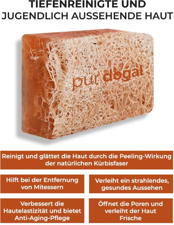 Actual product image Pür Doğal 100% Natürliche Kürbisfaser Seife mit Argan Öl 130gr (Hard soap)