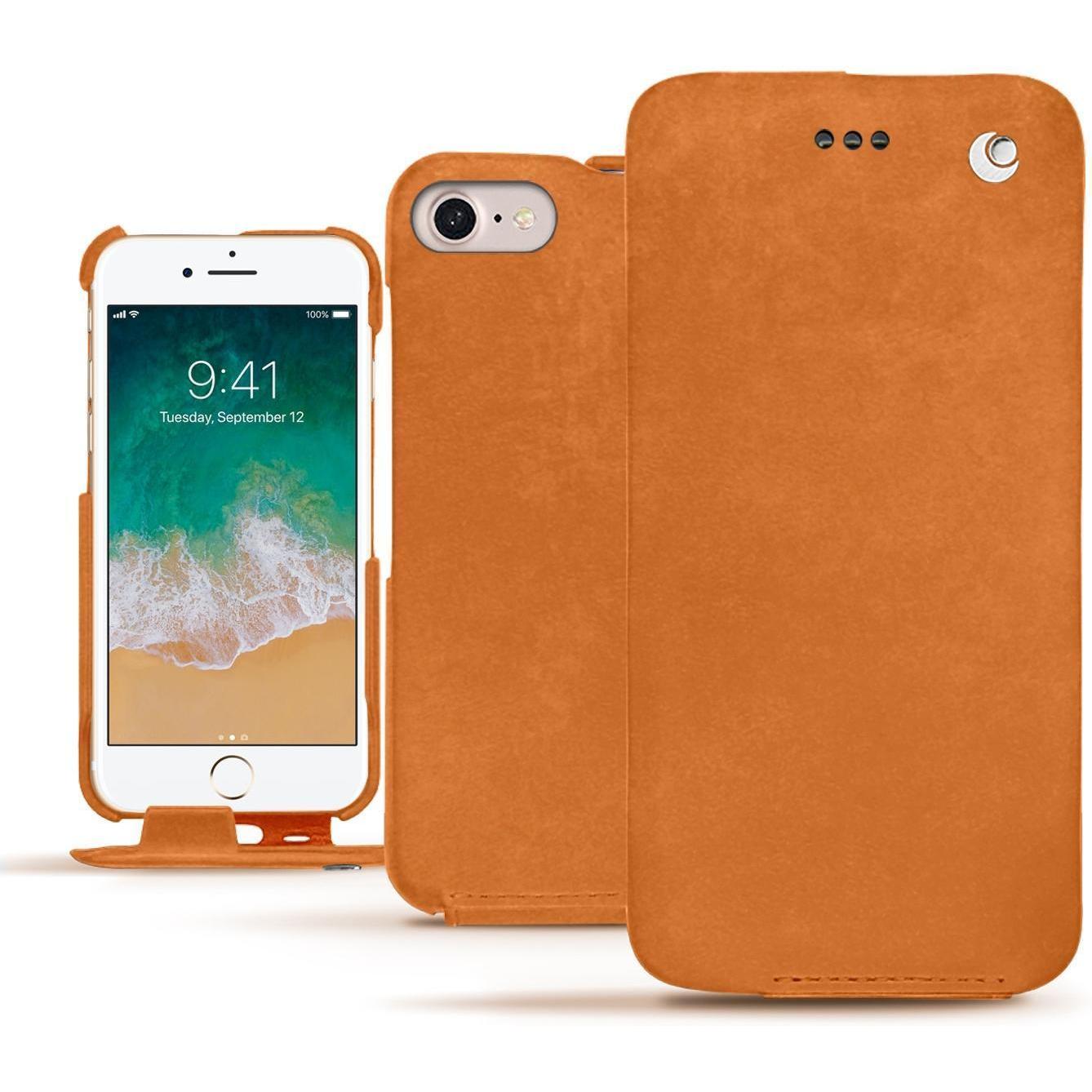 Noreve Lederschutzhülle vertikal (Apple iPhone 7), Smartphone Hülle, Orange